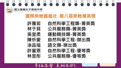 國際崇她嘉義社 第八屆崇她菁英獎圖片